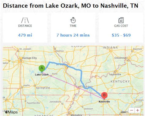 Distance between Knoxville, TN and Nashville, TN.